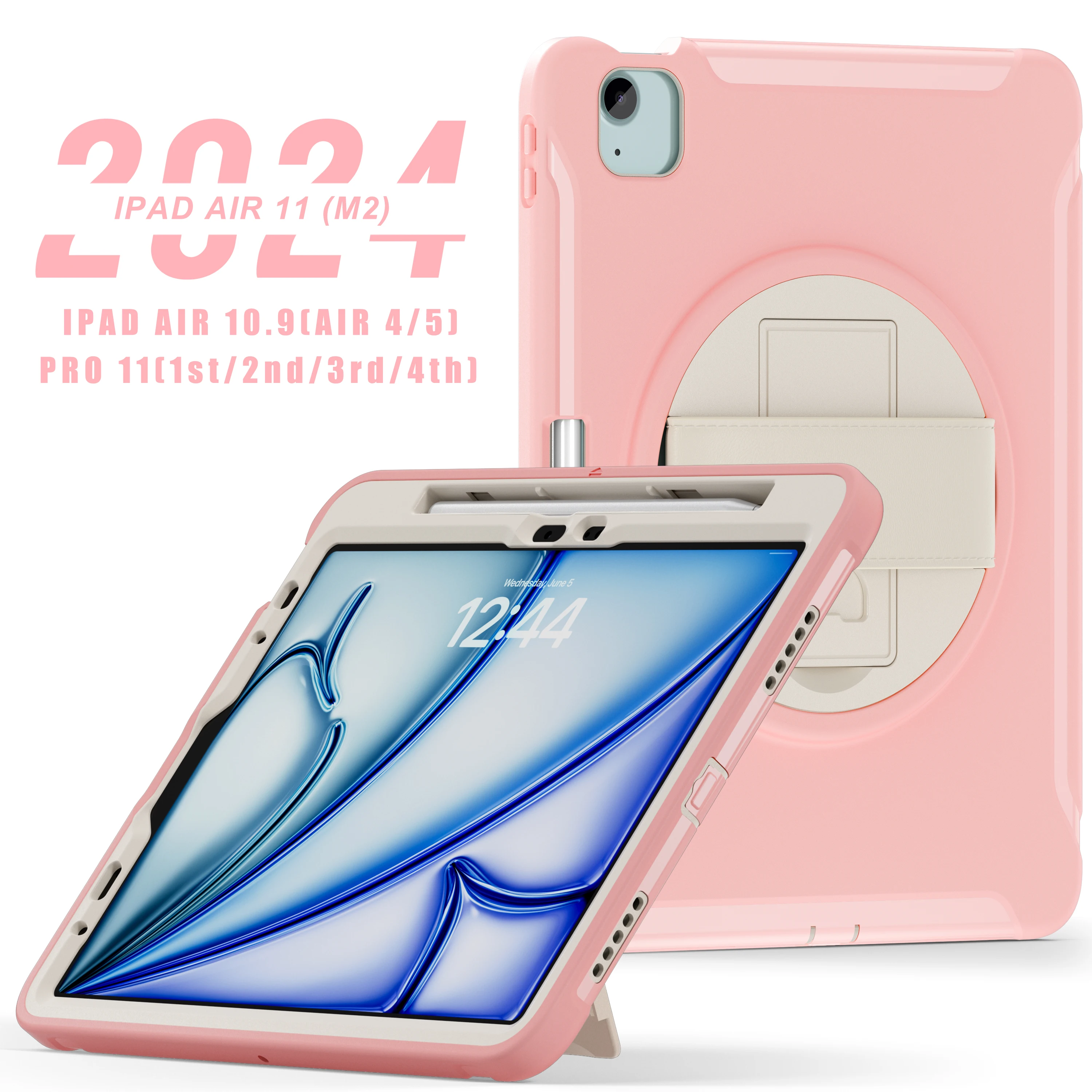 

PC-TPU Case Universal For iPad Air 11 2025 2024 5 4 10.9 2022 2020 Pro11 1st 2nd 3rd 4th Gen 2018-2022 360 Rotatable Stand Cover
