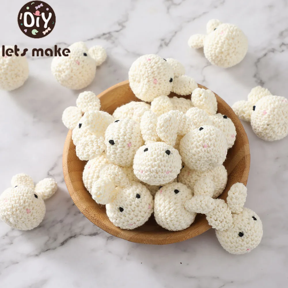 Faisons 5 pièces de perles au Crochet en bois, perles à croquer, bricolage, perles de dentition en bois, bijoux, jouet sensoriel pour berceau, anneau de dentition pour bébé