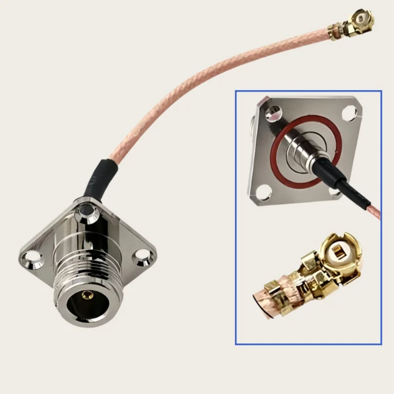RG178 IPX to N-KF flange square plate 4 holes N female welding wireless routing module AP RF coaxial cable harness