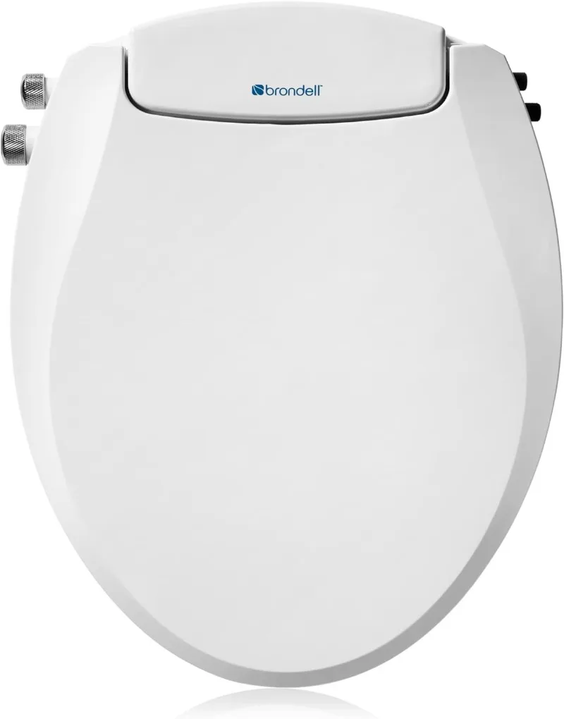 Brondell Swash Bidet Toilet Seat, Non-Electric, Dual Temperature, Fits Round Toilets, Dual Nozzle System, Easy Installation