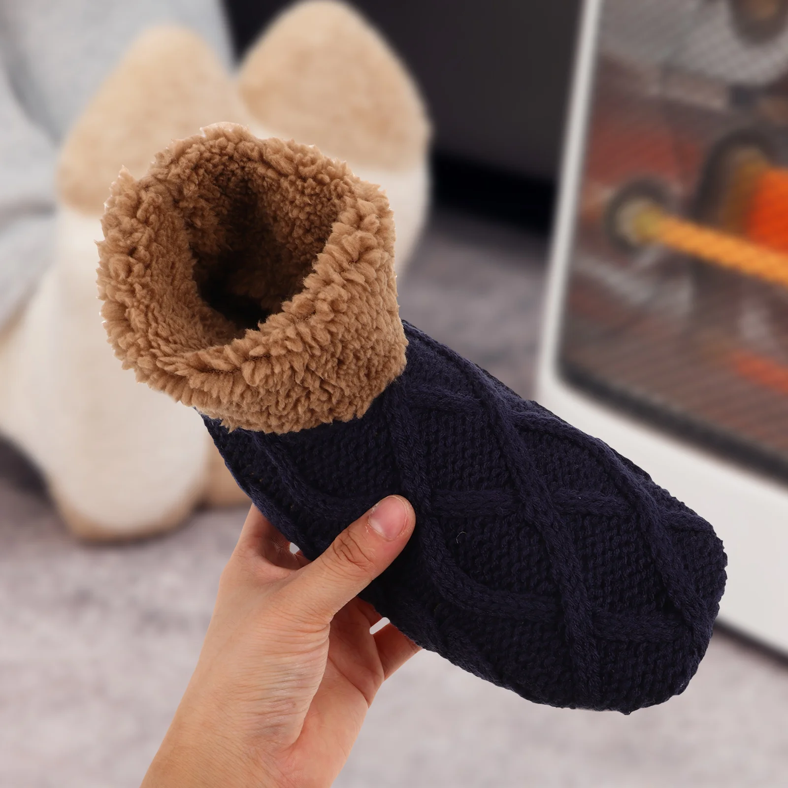 

Зимние теплые носки-тапочки, женские термонескользящие толстые мягкие домашние тапочки, уютные женские тапочки для холодной погоды, размер 39-42