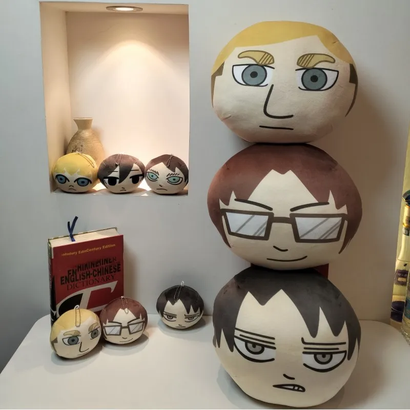 30cm Stuffed Anime Attack on Titan Levi Mikasa Ackerman Eren Jaeger Hange Zoe Soft Plush Pendant Dumpling Pillow Steamed Bun