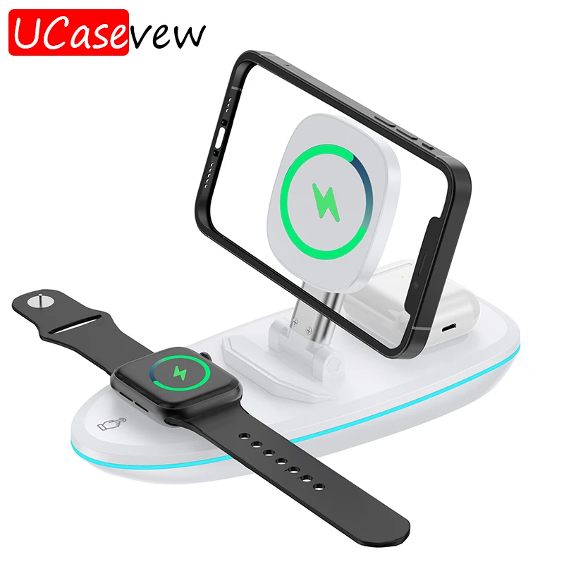 

3 in 1 Wireless Charger Stand 15W Fast Charging Dock Station for Apple Watch6 iPhone 12 13 Xiaomi 10 Lite Huawei Samsung S21 S20