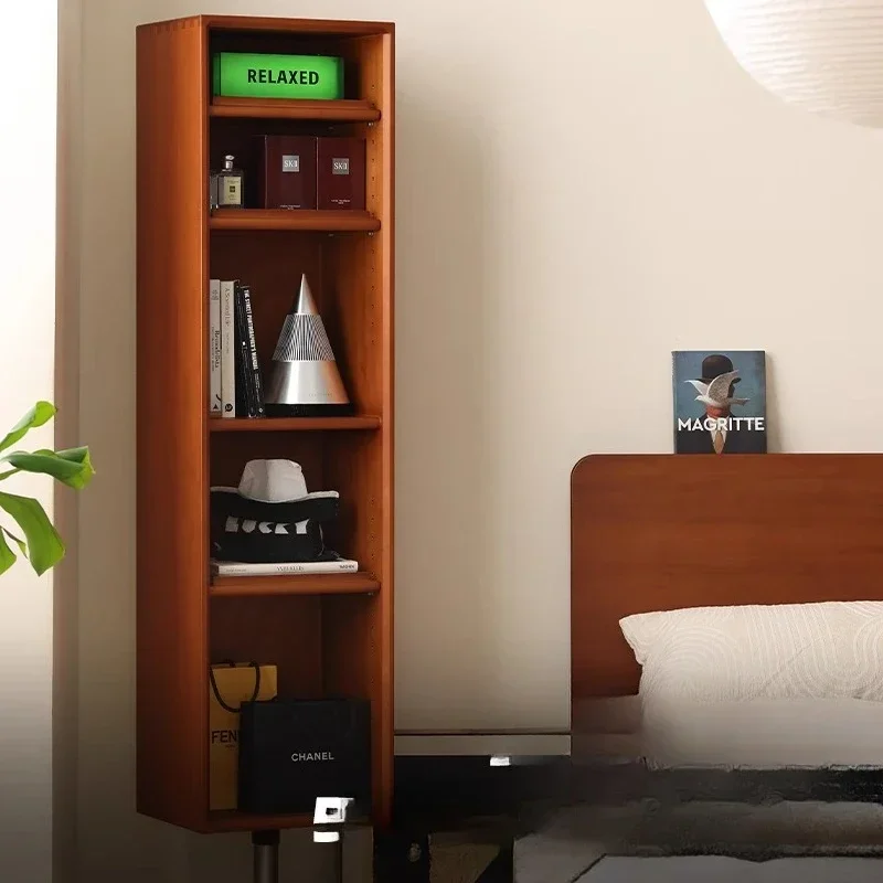 

Solid wood rotatable whole body household vertical full-length mirror magazine cabinet bookcase storage floor mirror
