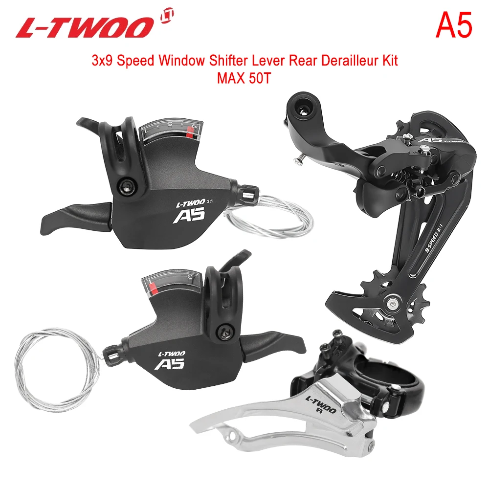 LTWOO A5 3X9 Speed Dearailleurs for MTB Bike MAX 50T Ult-long Cage 4pcs Groupset 27 Speed 27S 27V Bike Derailleurs Suit