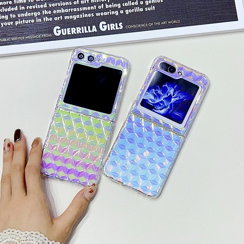 Case For Samsung Galaxy Z Flip5 Z Flip4 Z Flip3 3D illusion Color Chameleon Hard Mobile Phone Case Cover ZFlip5