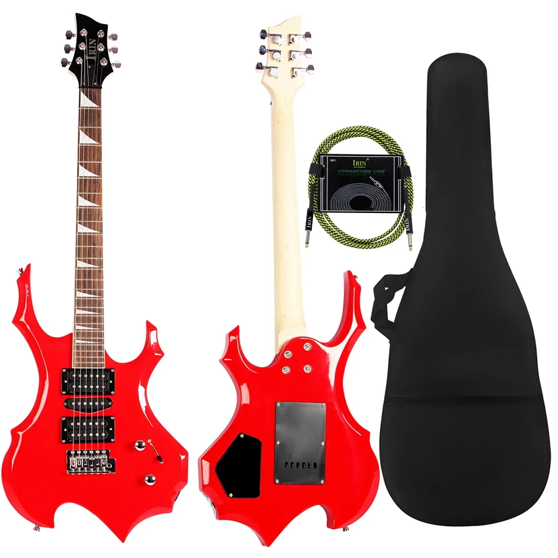 

IRIN Red Flame Electric Guitar 24 Frets Maple Body Electric Guitar Set 6 Strings Guitar with Bag Strap Strings Parts
