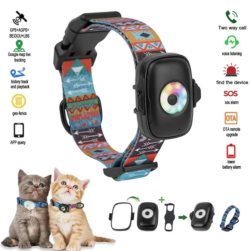 Waterproof 4g Tracker Gps for Cats Pet Gps Mini Locator Collar for Dogs App Free Pet Real-Time Locator Anti-lost Dog Accessories