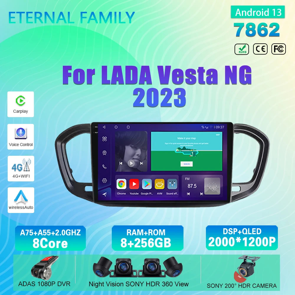 

Car Android 13 For LADA Vesta NG 2023 Radio Multimedia Video Player Navigation Stereo GPS Carplay NO 2Din 2 Din DVD Head Unit BT