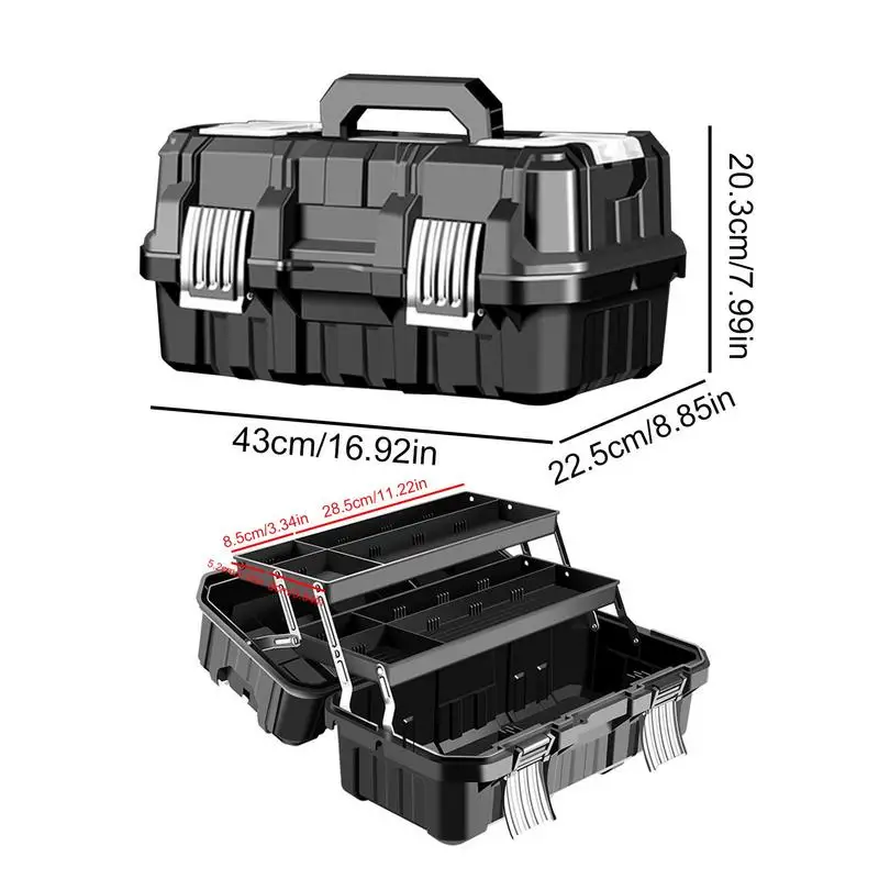 Imagem -06 - Portátil Impermeável Hardware Organizer Box Multi-funcional Três Camadas Folding Tool Box Household Manutenção Eletricista