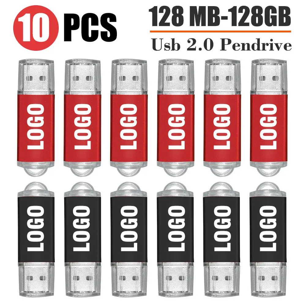 

10PCS/LOT metal Pen Drive 16GB 32GB 64GB USB 2.0 for PC Mobile Mini Pen Drive 8GB USB Flash Drive Free laser LOGO 1GB 2GB 4GB