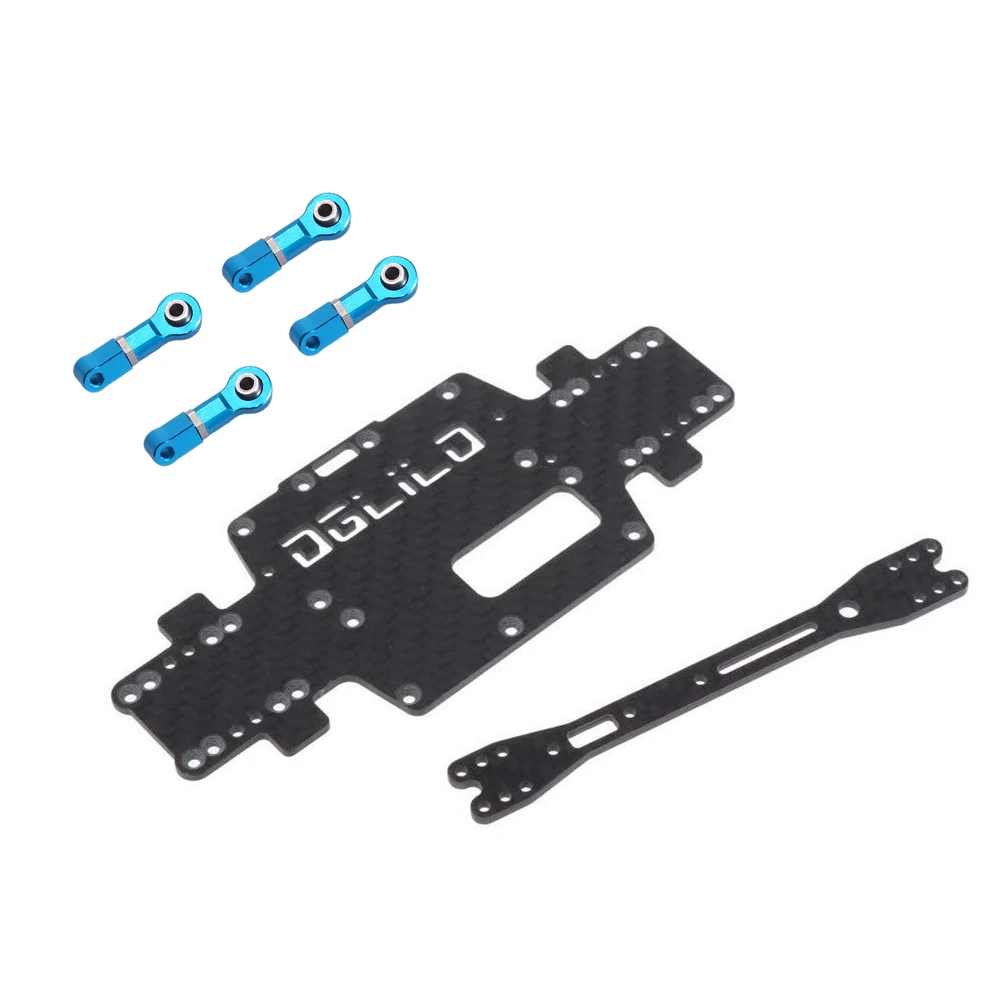 YSUN-Juego completo de piezas de mejora de Metal azul con piezas de repuesto de coche teledirigido, chasis de fibra de carbono mejorado, carcasa inferior de coche