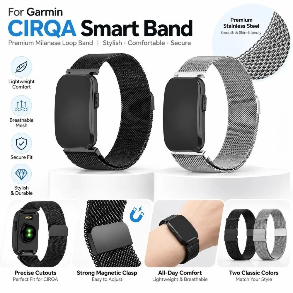Pulseira de metal para smartband, com fecho magnético e ajuste personalizável, pulseira de aço inoxidável para rastreador de atividades físicas, compa
