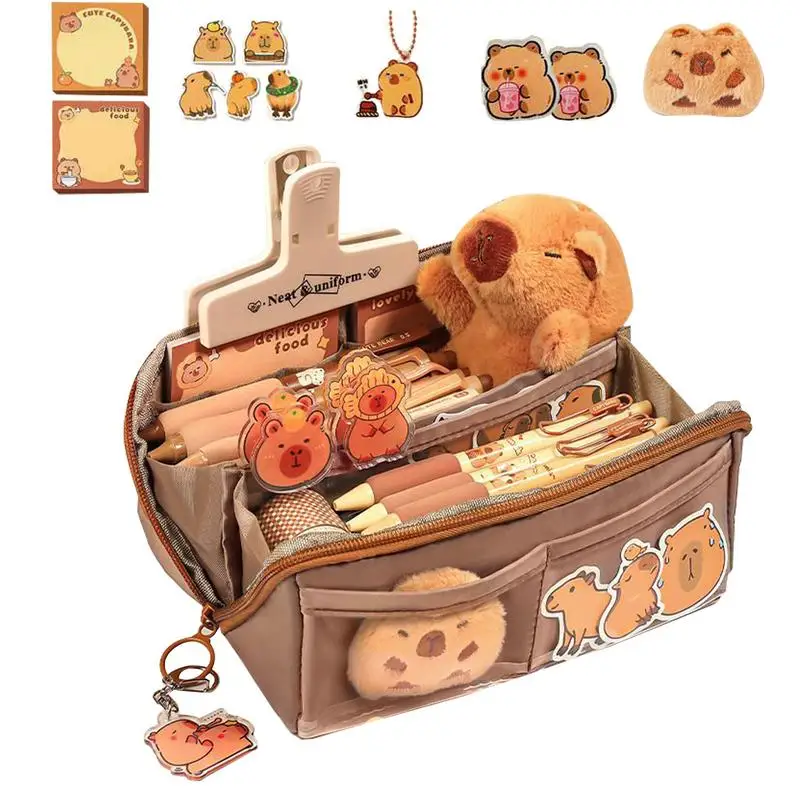 

Capybara Pencil Bag Capybara Holder Pen Pouch Waterproof Cute Capybara Plush And Pins Aesthetic Pencil Pouch For Pens Pencils