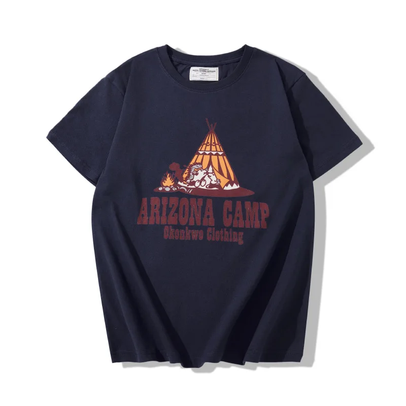 Summer 2026 New Arizona Camping T-shirt 200g American Western Indian Style Outdoor Printed Round Neck