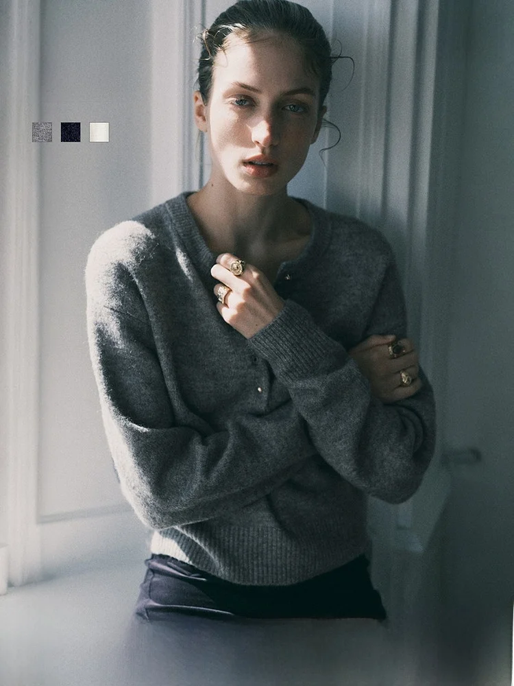 

H&M Women's Knitted Sweater Spring Elegant Top Button Warm Sweater 1295276 Casual Style Regular Fit Polyester Blend Cardigan
