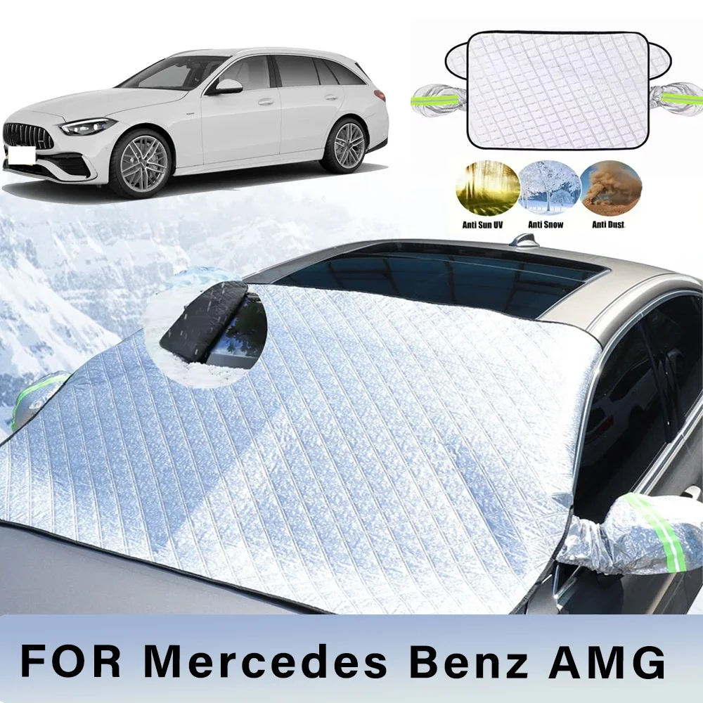 

Thickened Car Now Sunshade Windshield Cover With 5/9 Magnets UV Protection Anti Snow Sunlight For Mercedes Benz AMG C 43 4MATIC