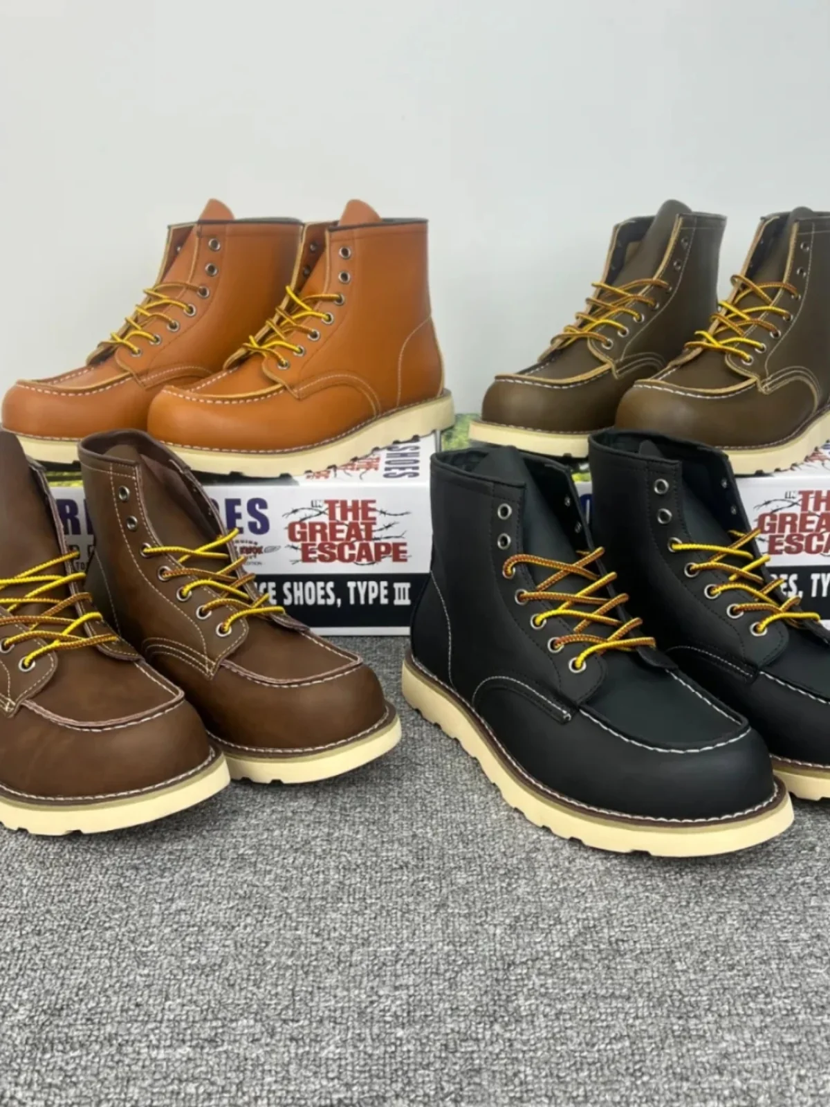 أحذية عمل جلدية أمريكية أصلية بطراز قديم، أحذية مارتن رجالية من جلد الحصان الحقيقي عالي الجودة للخريف والشتاء