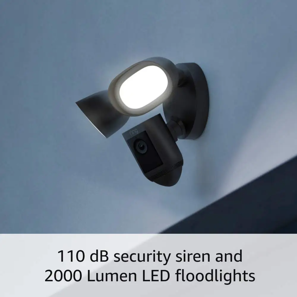 Pro Wired Floodlight Security Camera with 2K Video, Color Night Vision, Two-Way Talk and Motion Detection