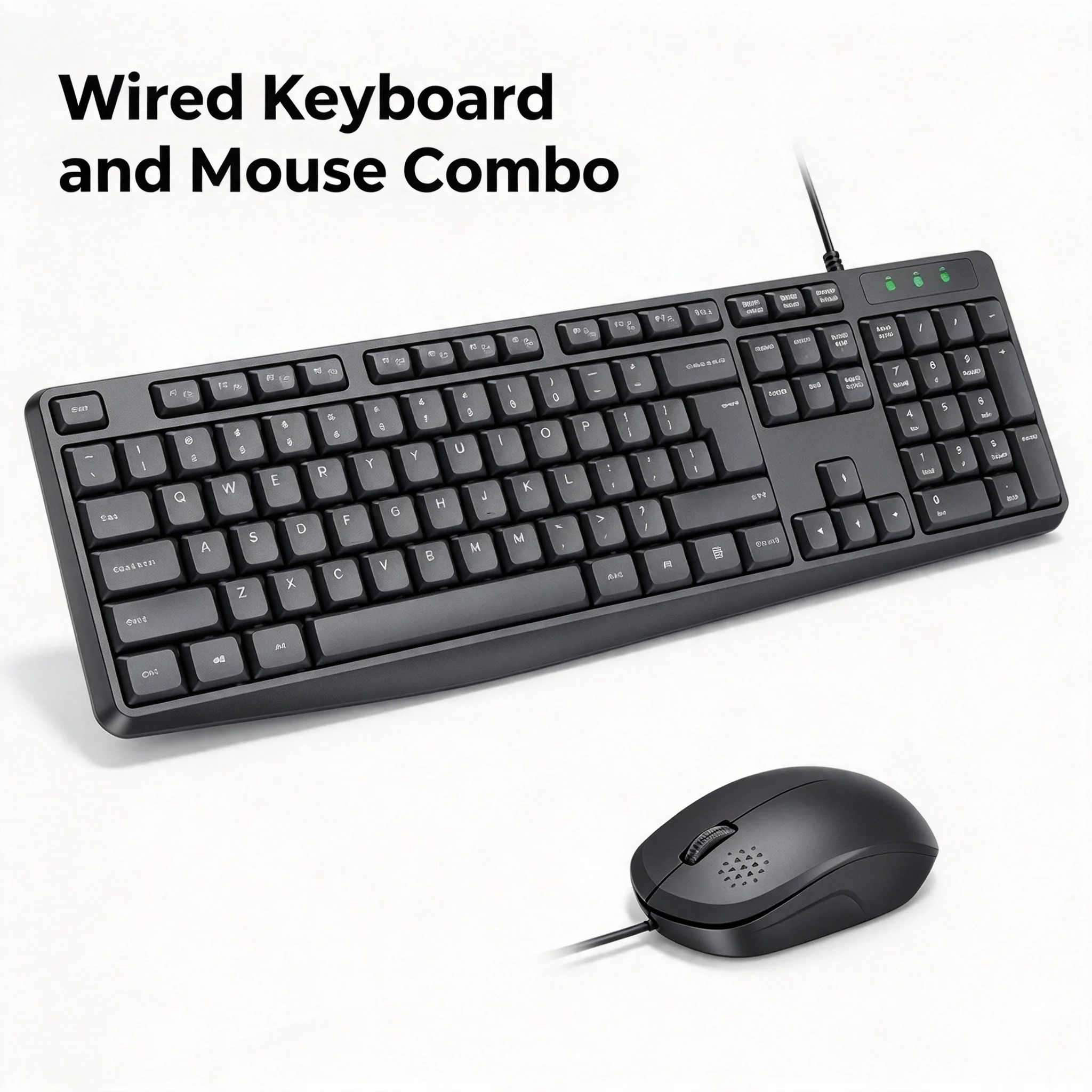 104Keys Full-Size Ergonomic Design Keyboard And Mouse Combo Office Stylish Slient Click Wired Keyboard Set For Computer Laptop