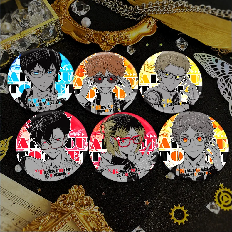 

58mm/75mm Anime Haikyuu Reflection Double Flash Badge Hinata Shoyo/Kei Badge Goods Bag Pendant Decorative Brooch