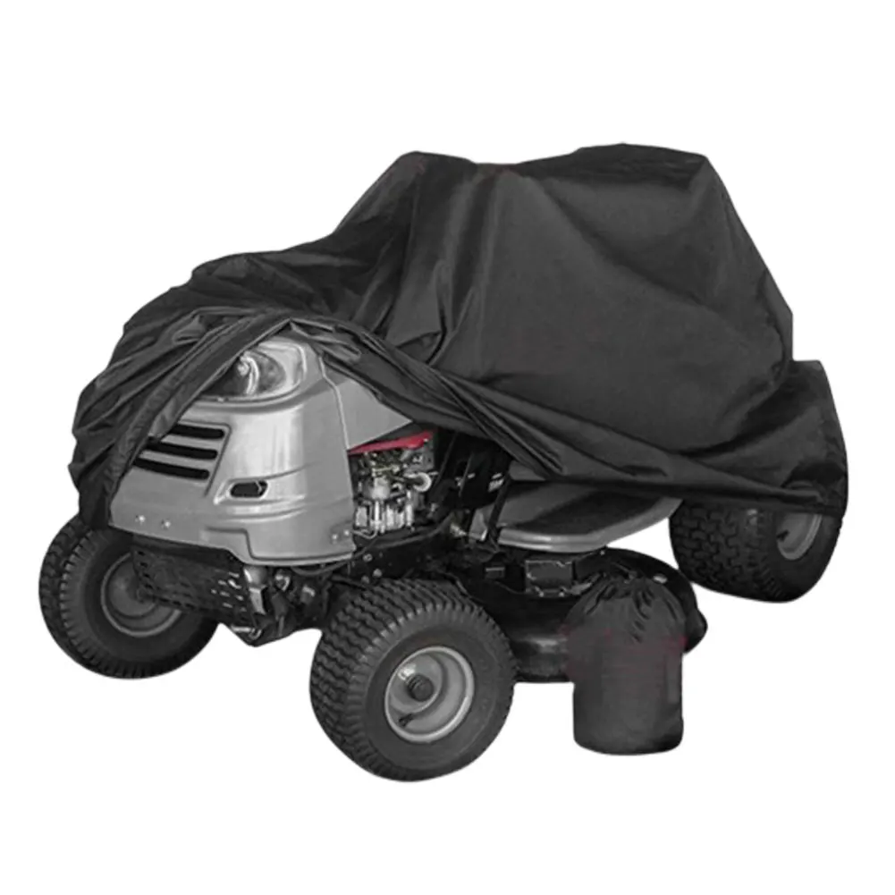 Lawn Mower Cover Oxford Cloth Black Car Coat Waterproof Lawn Tractor Cover with Portable Storage Bag UV Protection for Car Mower