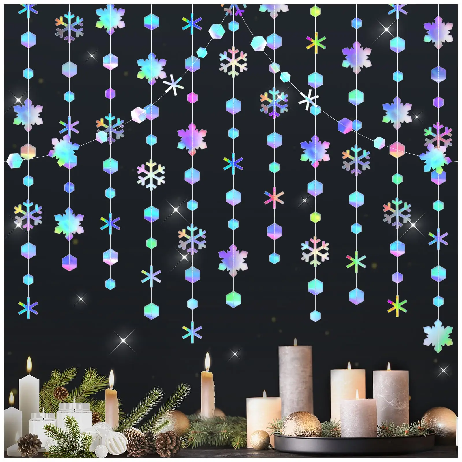 Iridescent Snowflake Garland Decor 2