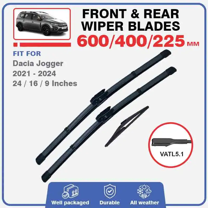 For Dacia Jogger 2021 2022 2023 2024 Hybrid Front Rear Wiper Blades Windshield Windscreen Window Car Accessories Brushes Washer