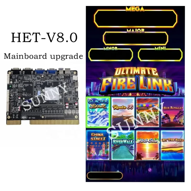 Fire link multigame 8in1 board for machine/Firelink game software for machines/Ultimate Fire link game pcb board