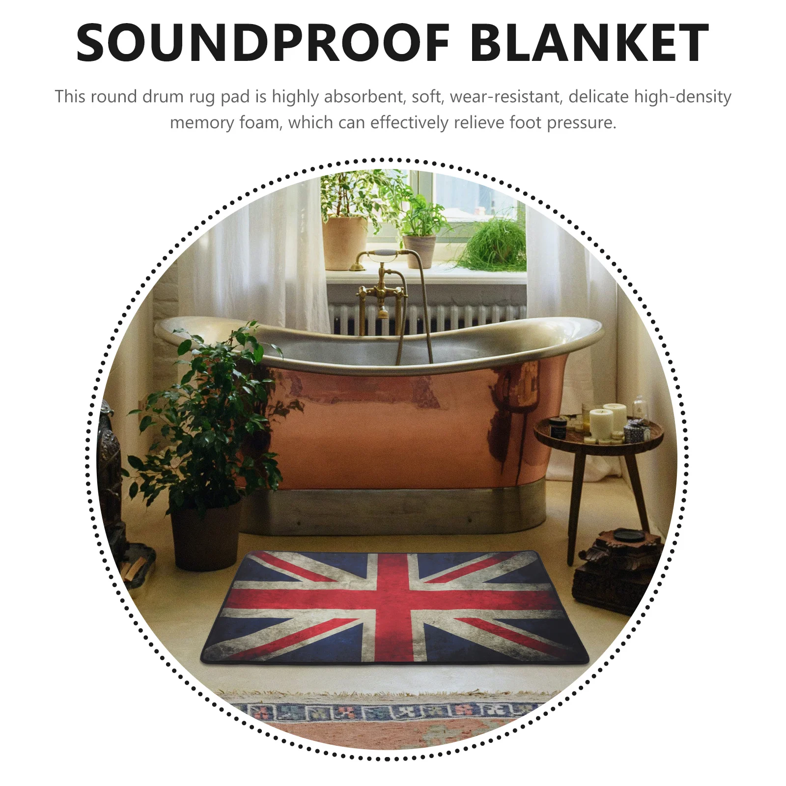 

Drum Rug Non-Slip Thick Soundproof Mat Carpet for Electronic Drum Set School Gym Insulation Door Mat