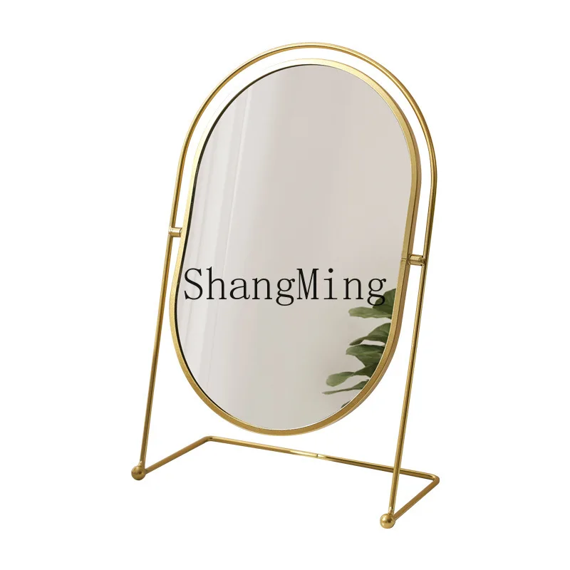 

PYH light luxury makeup mirror bedroom desktop wrought iron student dormitory dressing mirror home retro