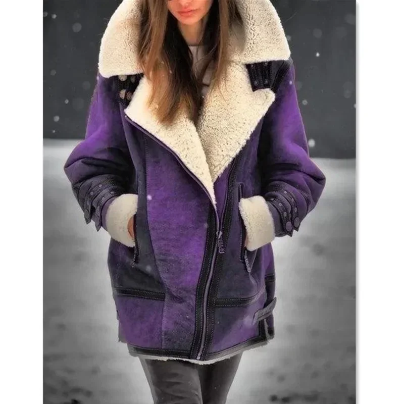 winter new women's warm coat order surge imitation leather fleece fur integrated jacket thickened coat