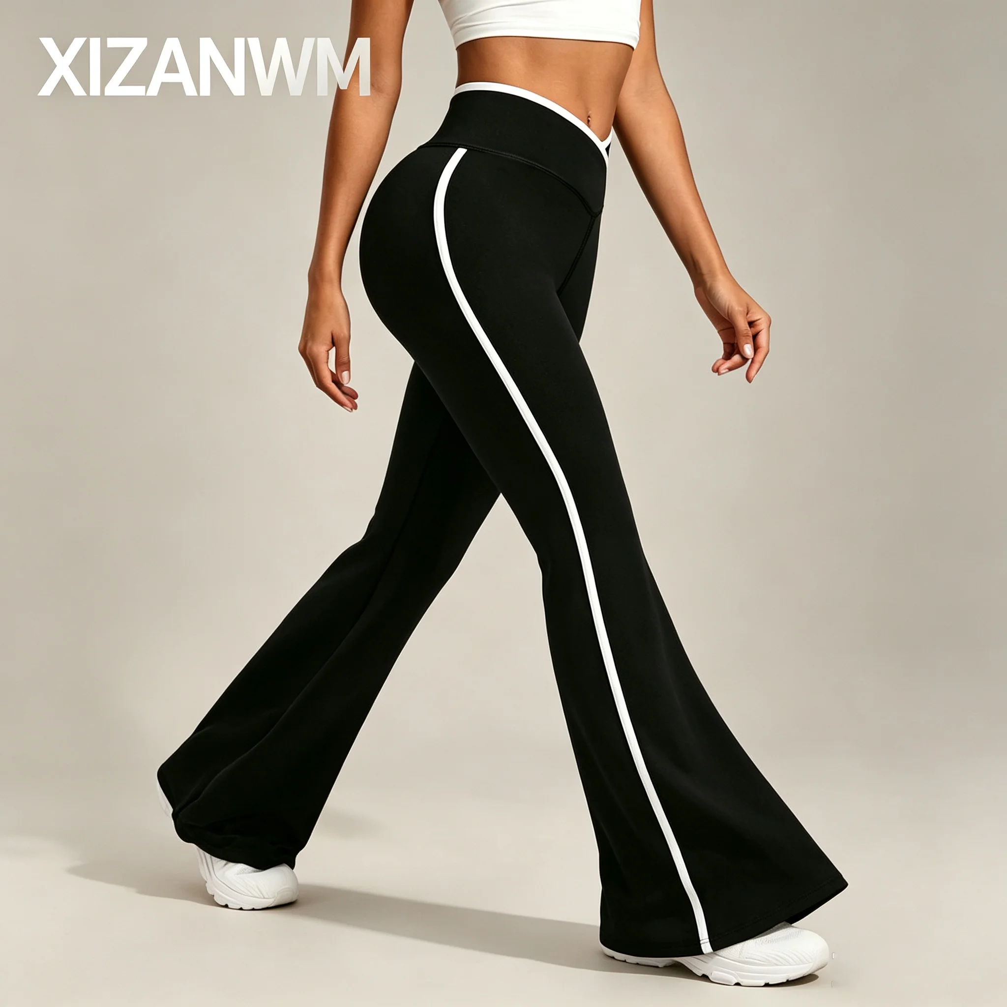 Yoga slim flare pants high waist hip lifting fittness sport pants Women's stretch causal pants running training breathable pants