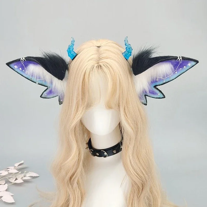 

Halloween Demon Elf Cat Ears Exaggerated Fluffy Fantasy Creature Cosplay Animal Ear Hair Accessory for Costume Party