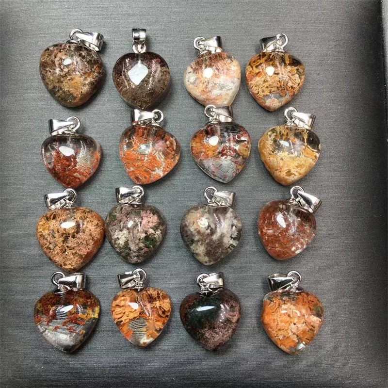 S925 Natural Garden Quartz Heart Pendant Crystals Women Jewelry Healing Home Decoration Accessories 1pcs