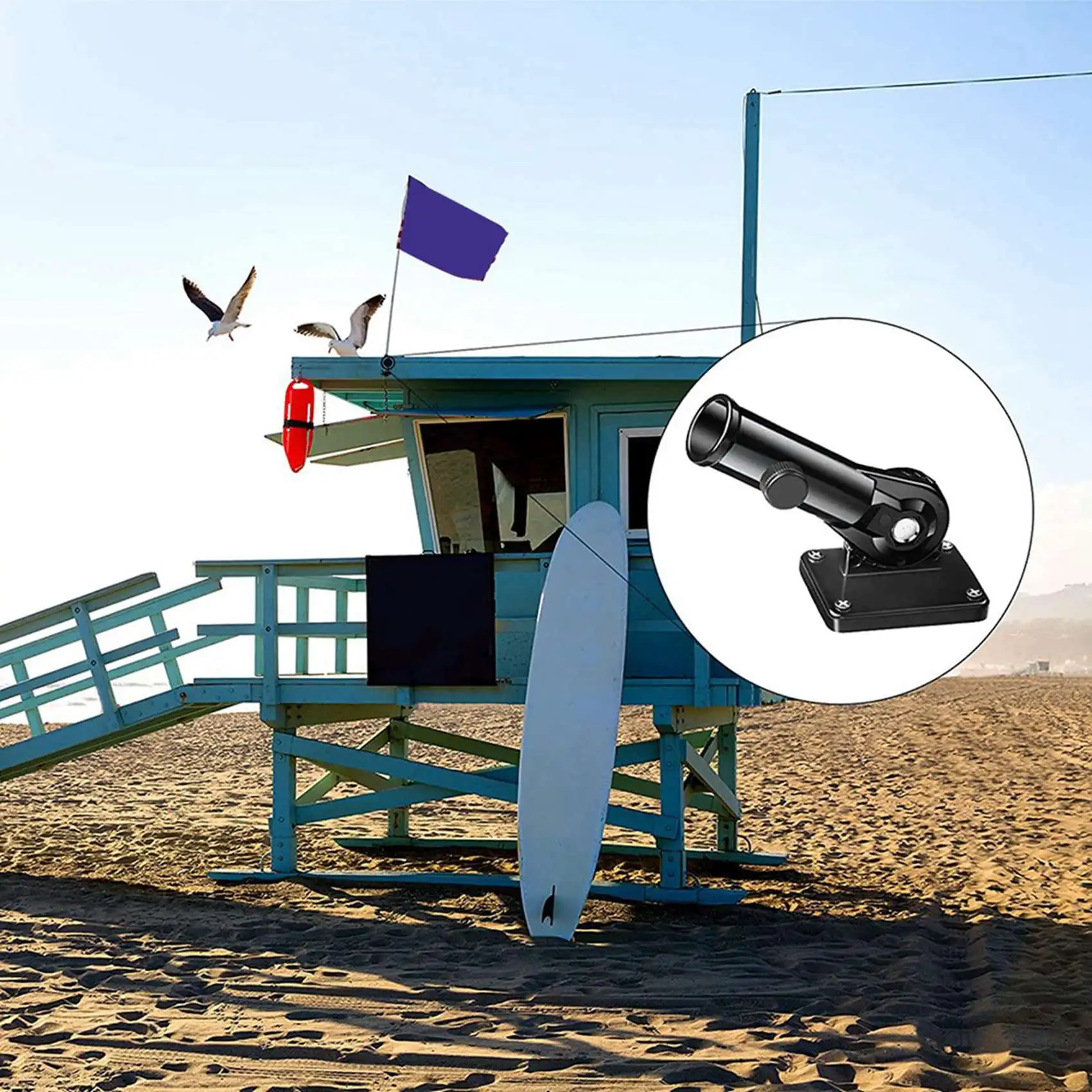 ABSS-3X Flag Pole Holder Mounting Bracket Adjustable Flagpole Rod Hitch Bracket Multi-Position Flag Pole Bracket,Black