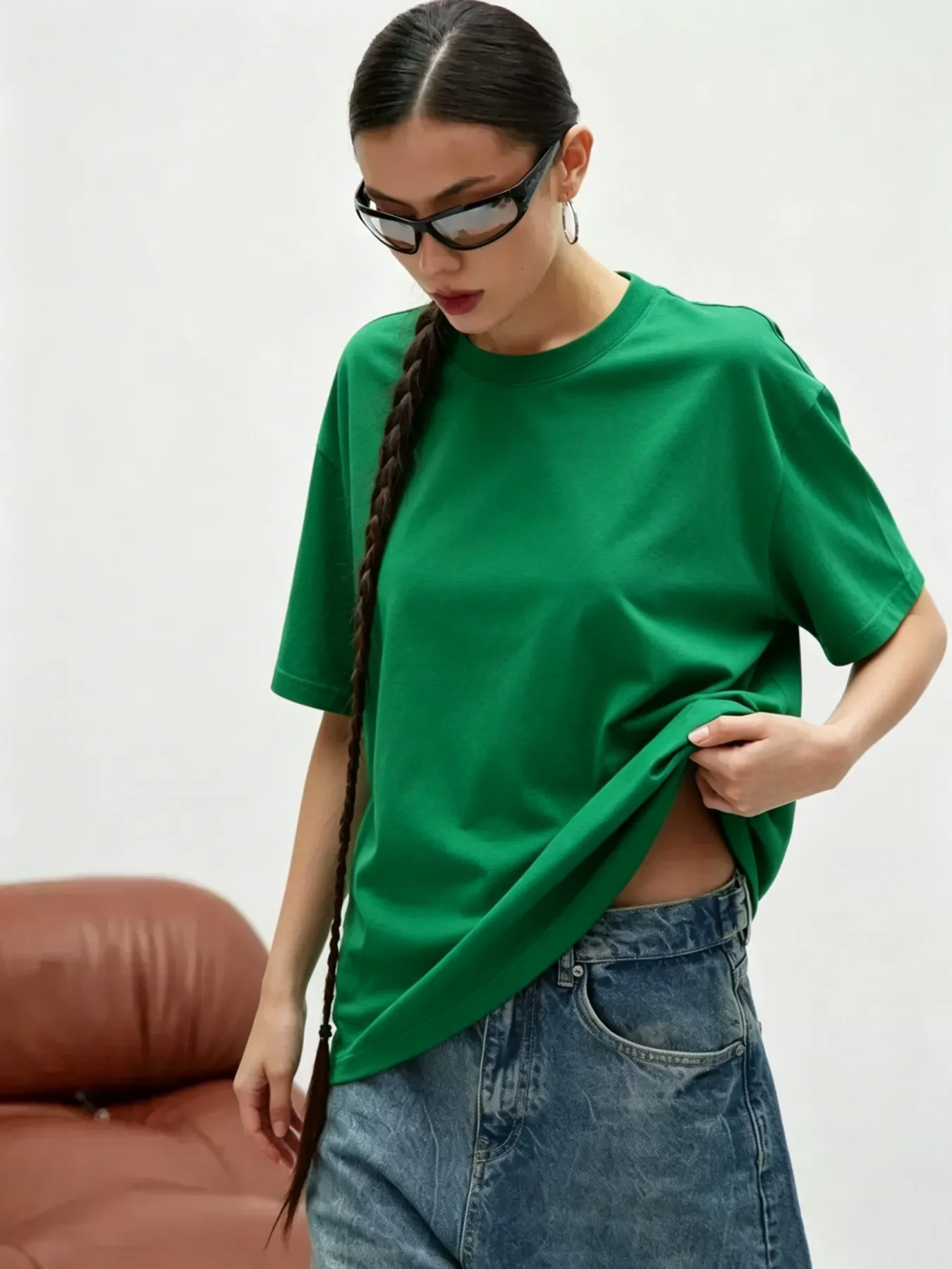 T-shirts pour femmes de la marque Family, 21 couleurs unies, t-shirts décontractés pour tous les jours, t-shirt à col rond en coton ample, style Y2K, respirant, vêtements de sport pour femmes