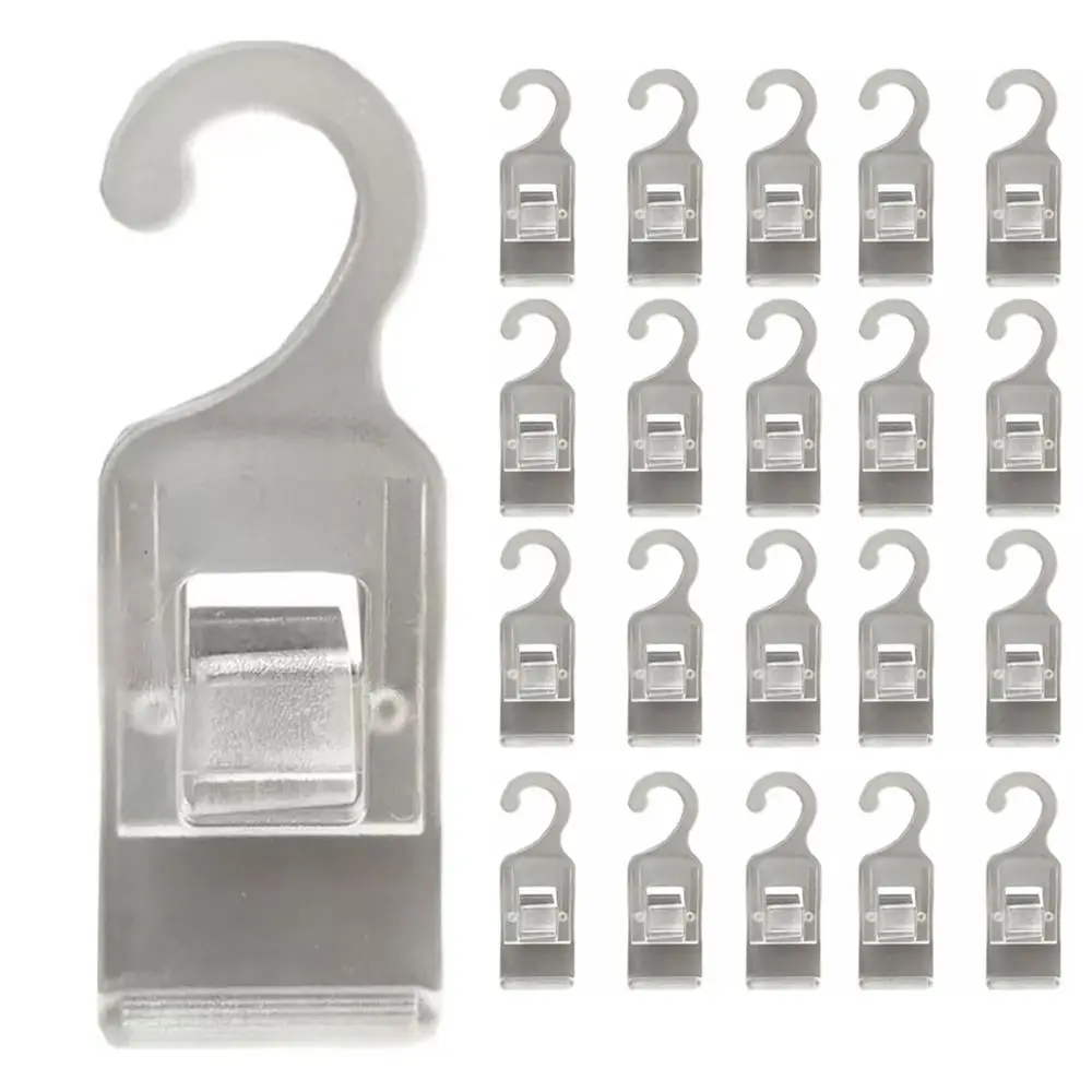 20Pcs Mini Plastic Simple Hanging Clip Transparent Multifunctional Sorting Storage Clip Hook Clip Socks