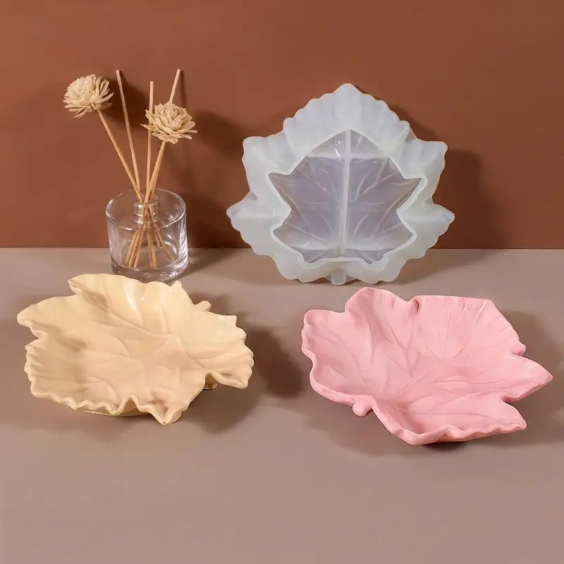 3D Leaf Ash Tray Resin Mold Silicone Tray Resin Casting Mold Jewelry Container Art For DIY Resin Coasters Cup Mats