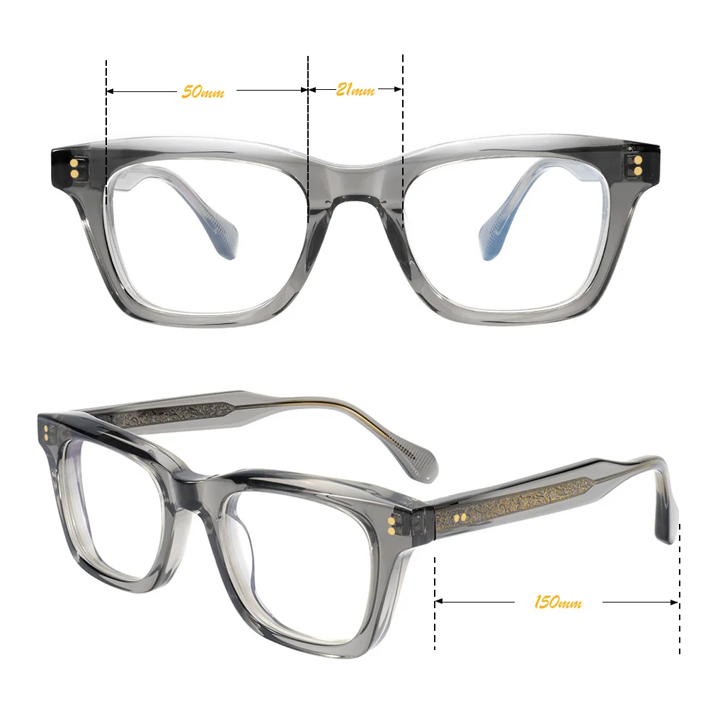 Lentes ópticas para hombre, montura de gafas cuadrada a la moda con montura de cuerno, acetato grueso para mujer, ordenador antiluz azul