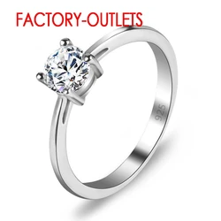 925 Sterling Silver Engagement Ring New Fashion Jewelry Trendy Style CZ Cubic Zirconia Prong Setting Women Girls Wholesale