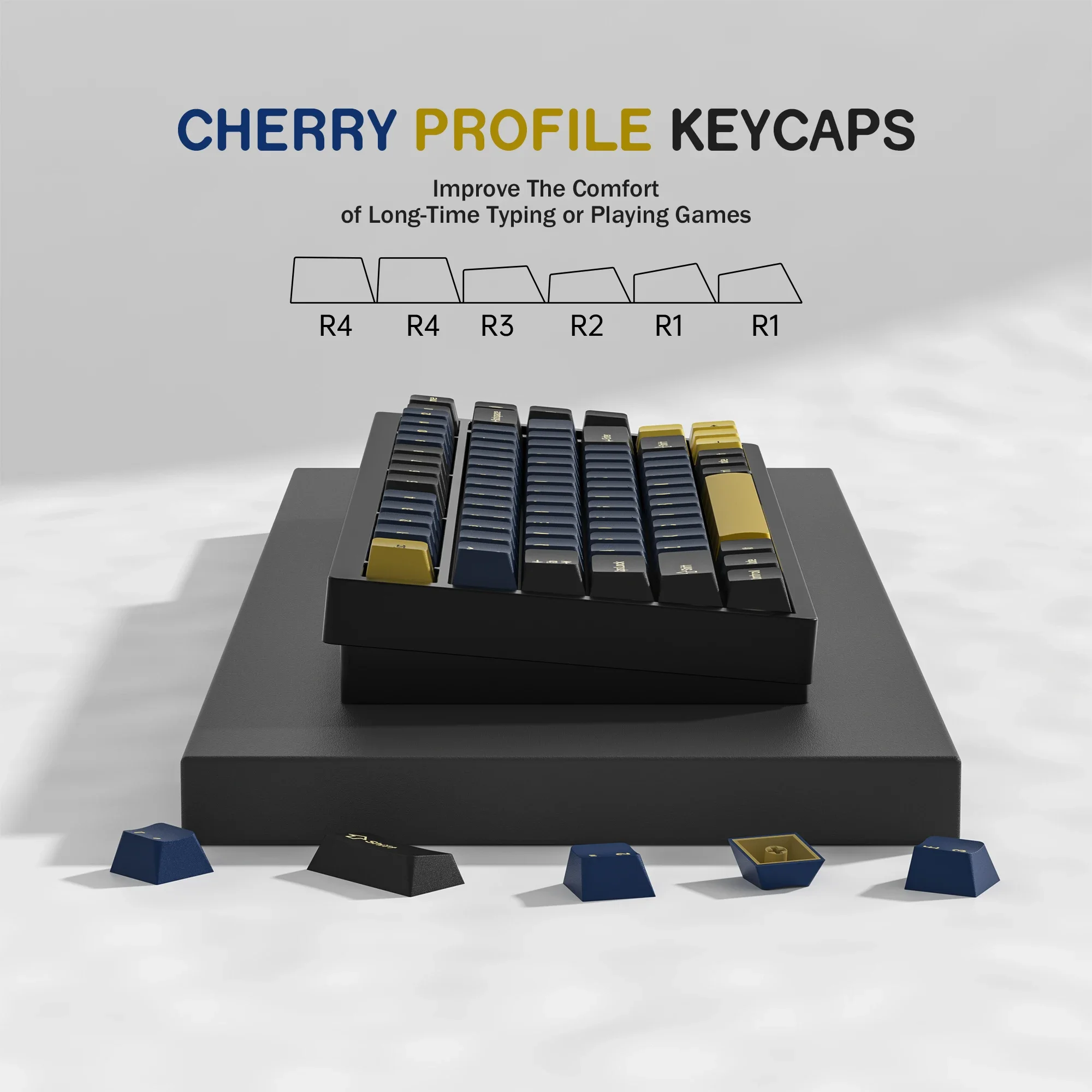 KBDiy 174 Keys Retro GMK Blue Samurai PBT Keycap Double Shot Cherry Profile Key Caps for MX Switches Mechanical Gaming Keyboard