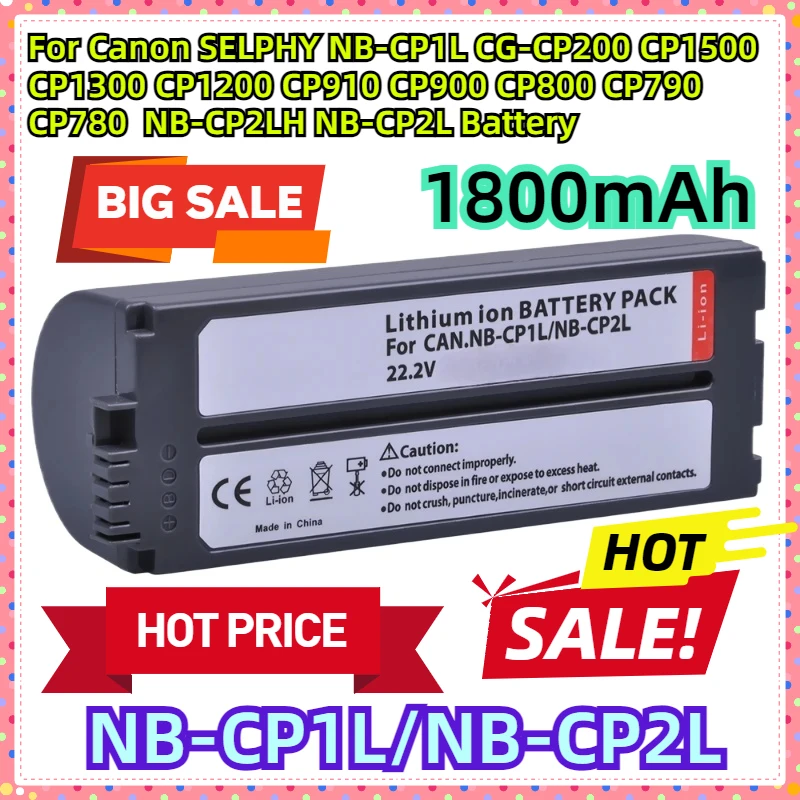 For Canon SELPHY NB-CP1L CG-CP200 CP1500 CP1300 CP1200 CP910 CP900 CP800 CP790 CP780  NB-CP2LH NB-CP2L Battery