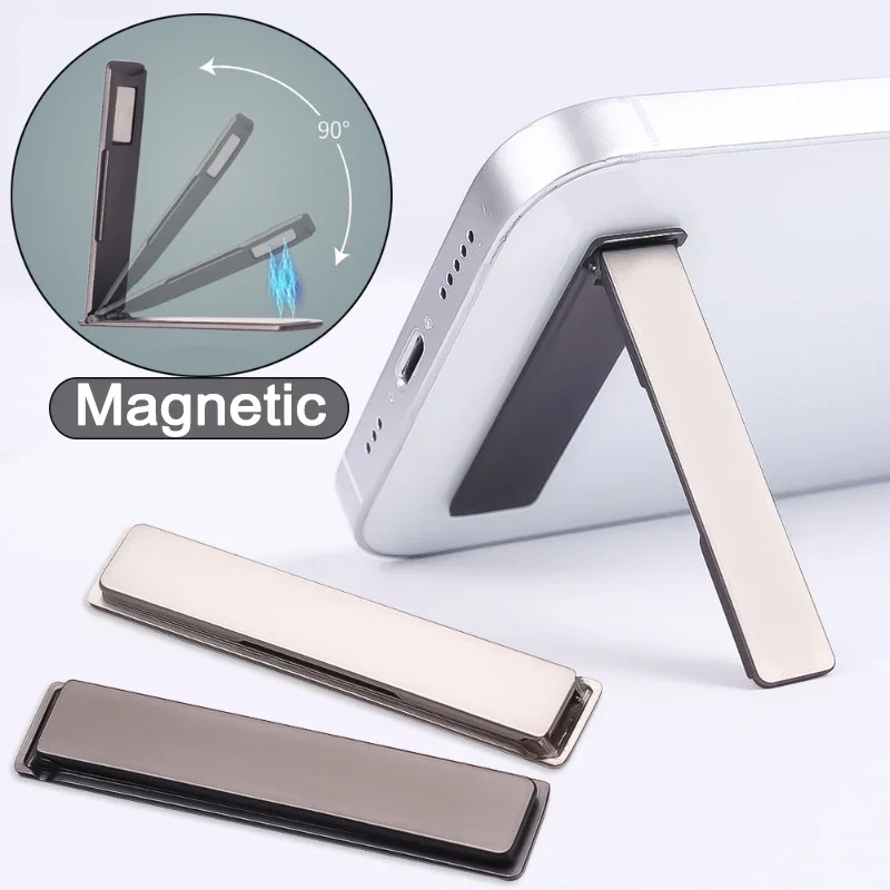 Ultra Thin Foldable Mobile Phone Holder Bracket Magnetic Metal Alloy Desktop Cell Phone Stands Universal Phone Support Kickstand