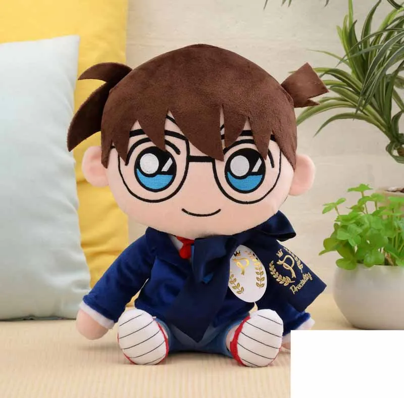 Cute Japan Anime Detective Conan Case Closed Edogawa Conan Sit Down Big Plush Plushes Stuffed Pillow Doll Toy 32cm Kids Gifts