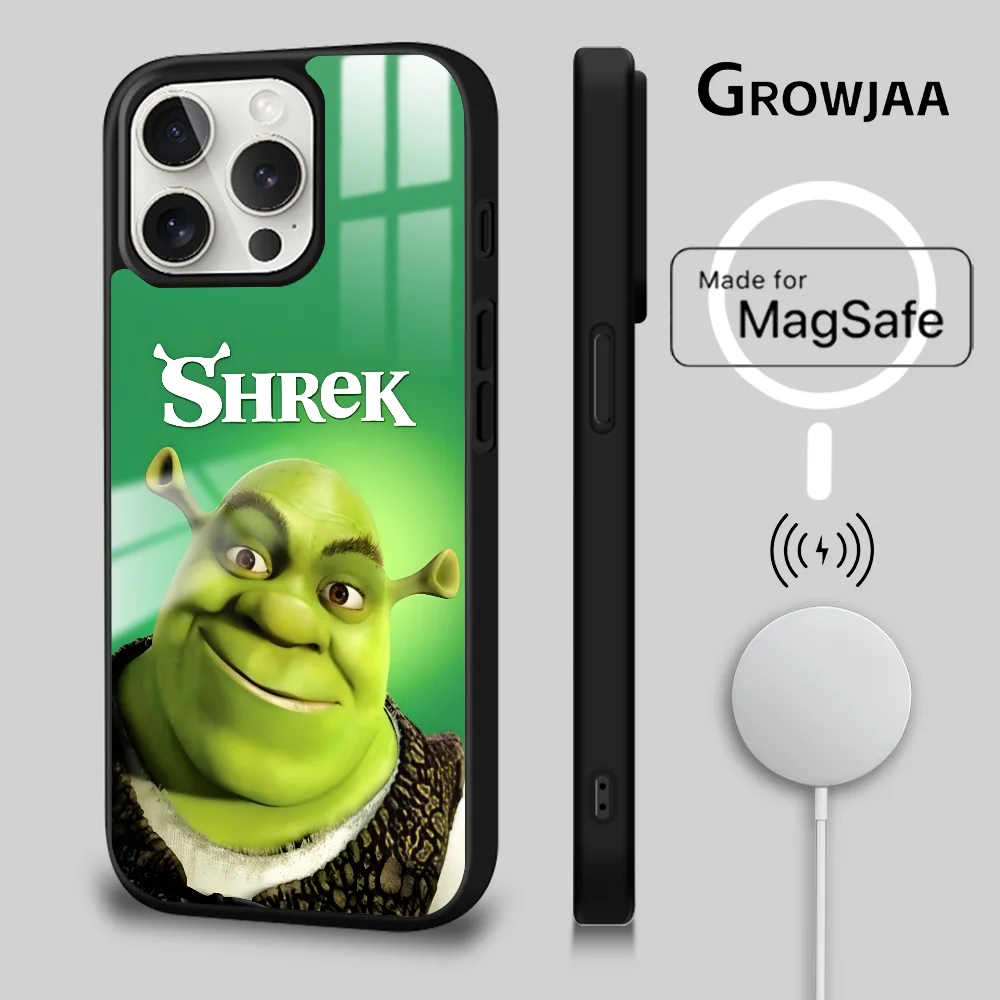 Cartoon Funny S-ShrekS Phone Case For iPhone 16 15 14 13 12 11 Pro Max Plus Mini Magsafe Mirror Wireless Magnetic Cover