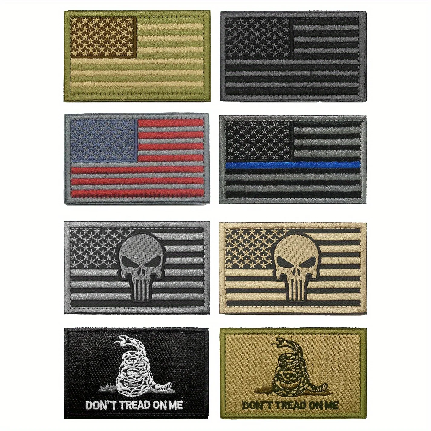 8pcs American Flag Tactical Patch Set - Show Patriot Pride & Enhance Your Gear