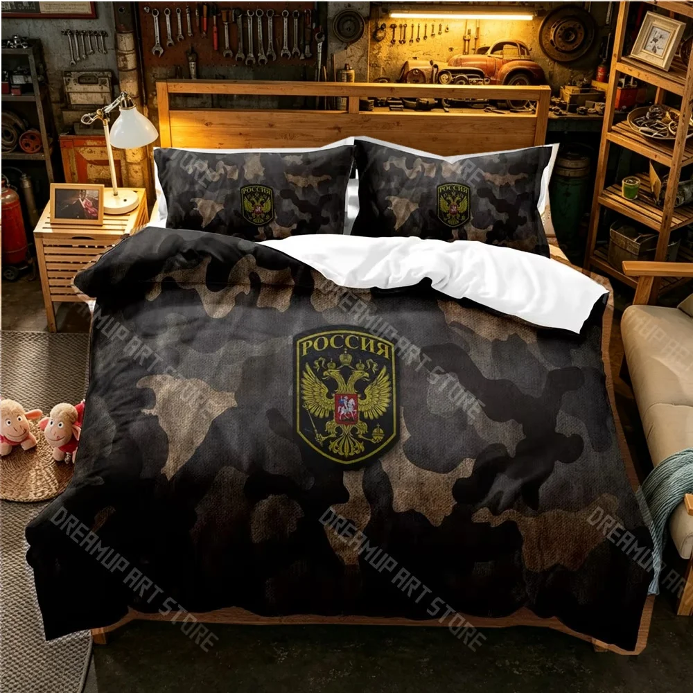 3D Printed Russian Flag Logo Bedding Set for Boys Girls Duvet Cover Pillowcase Included Twin Queen King Full Single Double Sizes