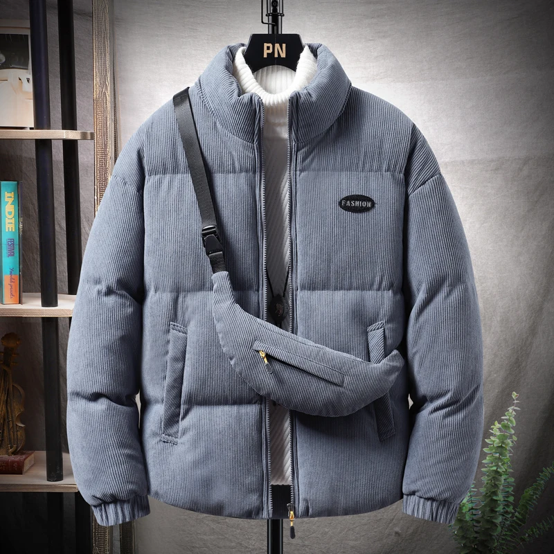 Stand Collar Fashion Loose Outdoor Jacket Autumn Winter Male Warm Fit Clothes Windproof Waterproof New Solid Zipper Causal Coats