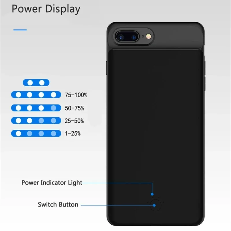 5000/7000mAh Slim Battery Case for IPhone 6 S 6s 7 8 Plus X XS Power Bank Charging Case for IPhone 6 6s 7 8 Battery Charger Case